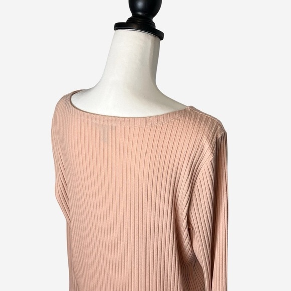 Eileen Fisher Tencel Stretch Rib Bracelet Sleeve Top Size Large Dune - Picture 5 of 10